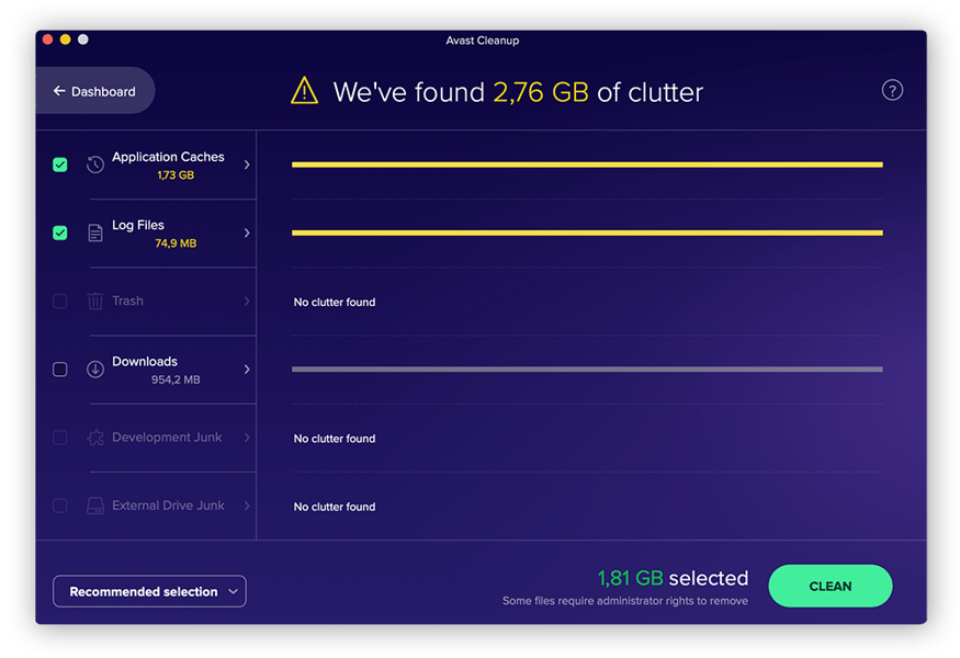 Avast Cleanup cleans the registry, deletes the browser cache, removes bloatware, defrags your hard drive when necessary, and much more.